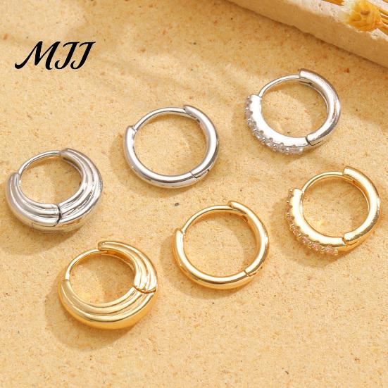 Alloy Earrings 3Pcs Round Hoop Classic Fashion with Diamond-encrusted Spring-Lock Closure Versatile Stackable Jewelry for Women