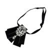 Womens Pre-tied Bowknot Beads Bow Tie Elegant Ribbon Brooch for Shirt Collar Clothes Pre-Tied Neck Tie