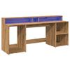 VidaXL Bureau avec lumières LED chêne artisanal bois d'ingénierie, bureau d'écriture, bureau d'ordinateur, bureau à 3309446