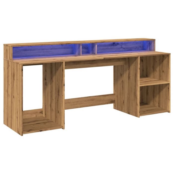 VidaXL Bureau avec lumières LED chêne artisanal bois d'ingénierie, bureau d'écriture, bureau d'ordinateur, bureau à 3309446