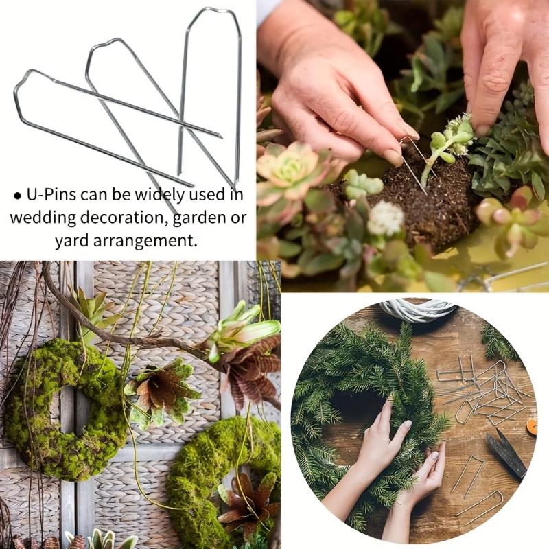 100pcs Metal Floral Pins, 1.81 Inch U Pins for Crafts, Flower Pins Greening Pins, Plant Pins for Indoor Plants, DIY Craft Projects Bouquet
