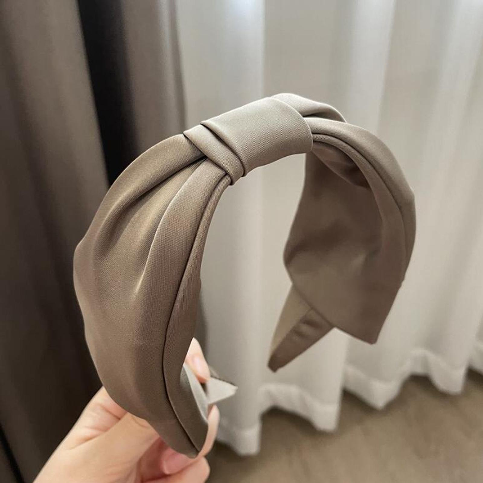 

PROLY Fashion Женская повязка на голову Широкая сторона Элегантная повязка для волос Узел посередине Тюрбан Взрослый Однотонный головной убор Осенние аксессуары для волос