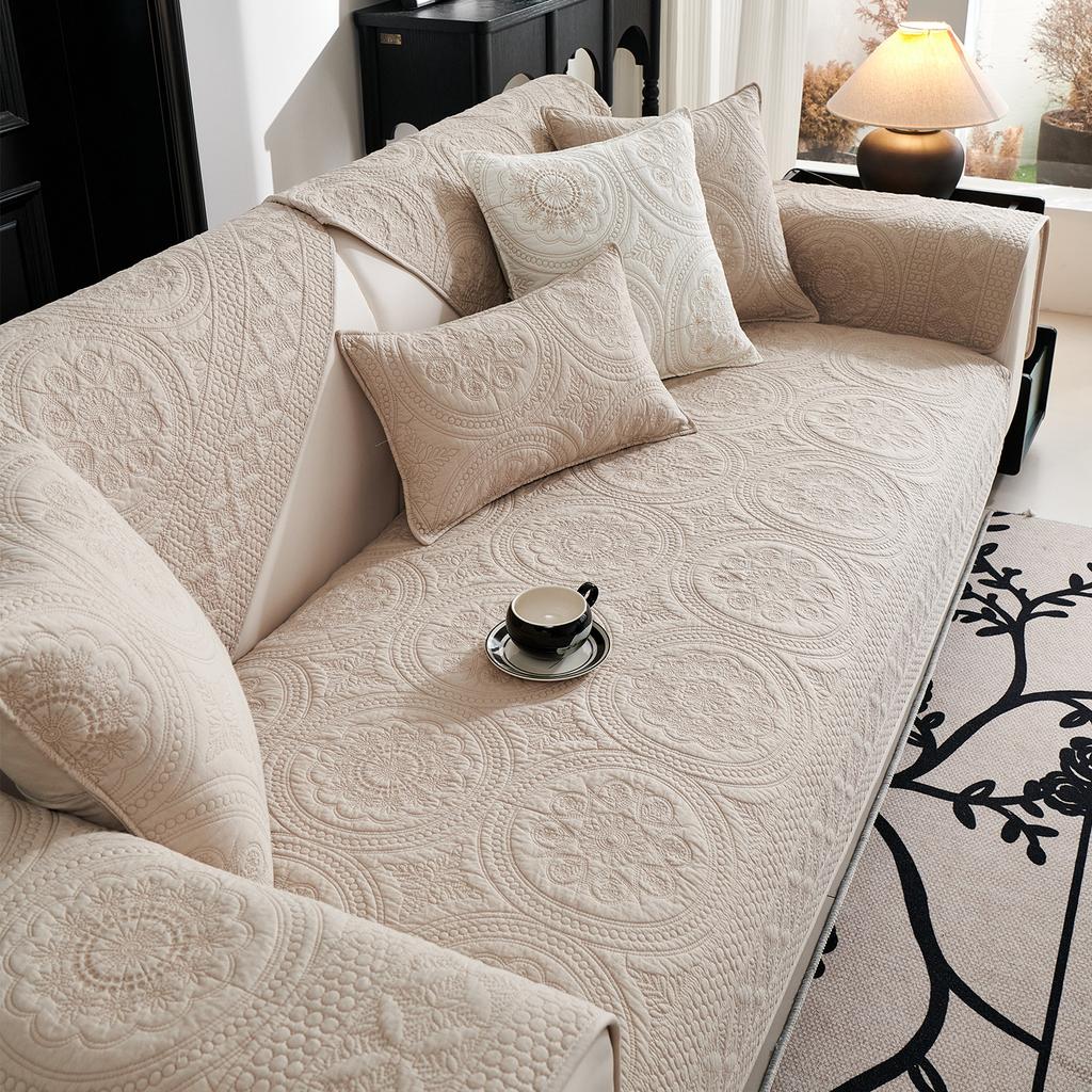 Embossed Sofa Cushion, Pet-Proof Anti-Slip Wear-Resistant Sofa Cover, All-Season Machine-Washable for 2 To 4-Seater L-Shaped Corner Sofas