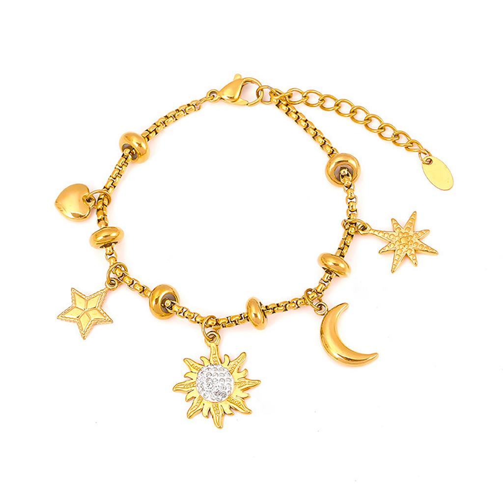 Zartes Kettchen-Armband mit Kreuzen, Schmuck, schickes Strass-Inlay, Anhänger-Armband mit verstellbarer Kette für Damen