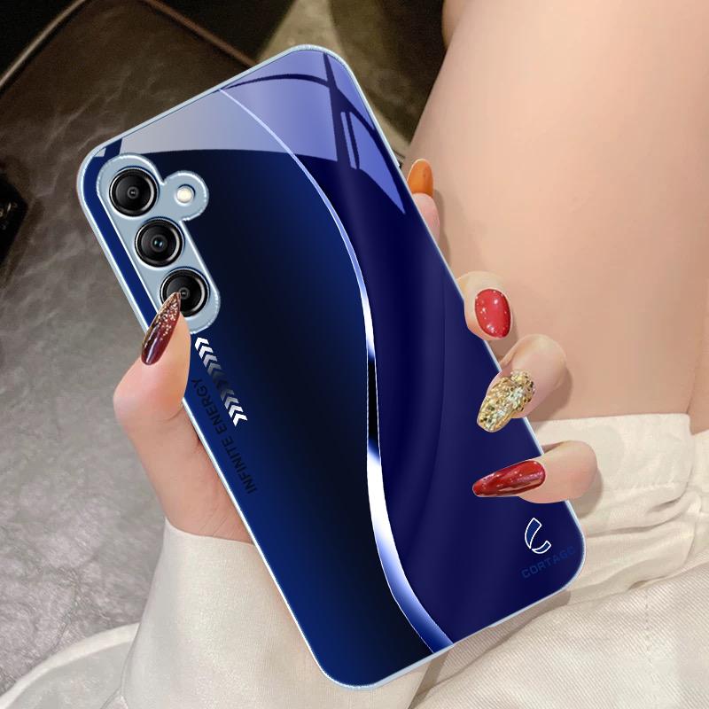 Tempered Glass Phone Case for Samsung Galaxy A14 4G 20 30 52 20S 21S 22 A25 32 33 34 42 50 51 53 54 70 71 5G Liulian Moon Silver
