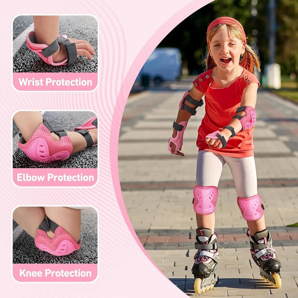 6Pcs Kids Knee Elbow Pads Protective Gear For 3-10 Years Roller Skates Cycling Bike Skateboard Scooter Sports