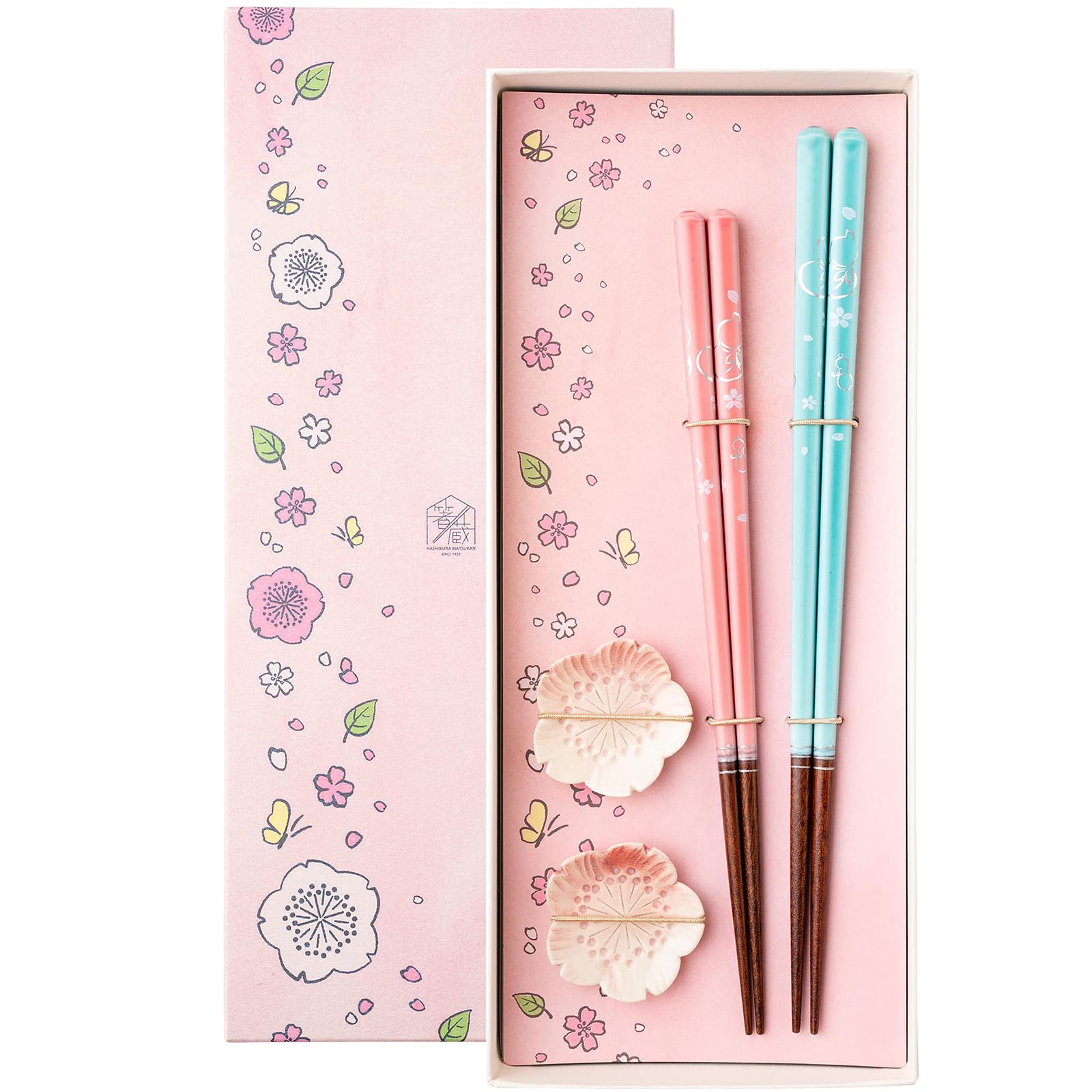 

Hashikura Matsukan Dishwasher Natural 23cm with Chopstick Cherry Blossom Gourd Light Blue Made in Chopsticks, Safe, Couple s Set, Wood, & 21cm, Rests, светло-синий