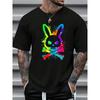 Herren Sommerdrucke stilvolles lässiges Totenkopf- und Hasenmuster Sport Rundhals Kurzarm T-Shirt Top
