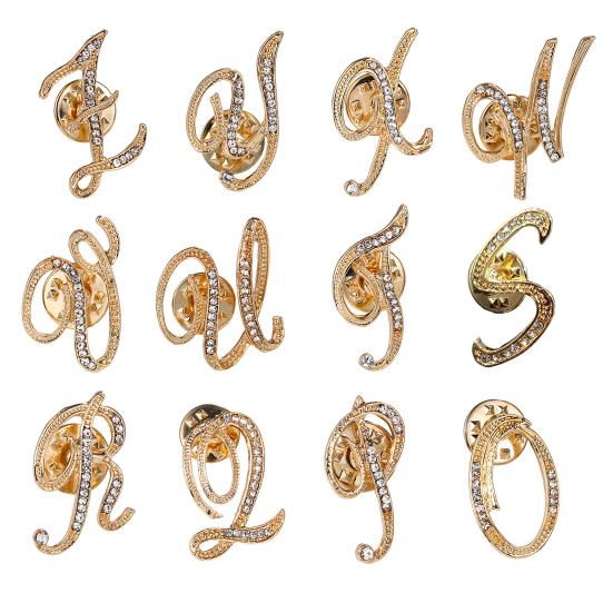 Brooch Badge Geometric Dress Up Colorfast Sturdy 26 English Letters Pin Women Jewelry