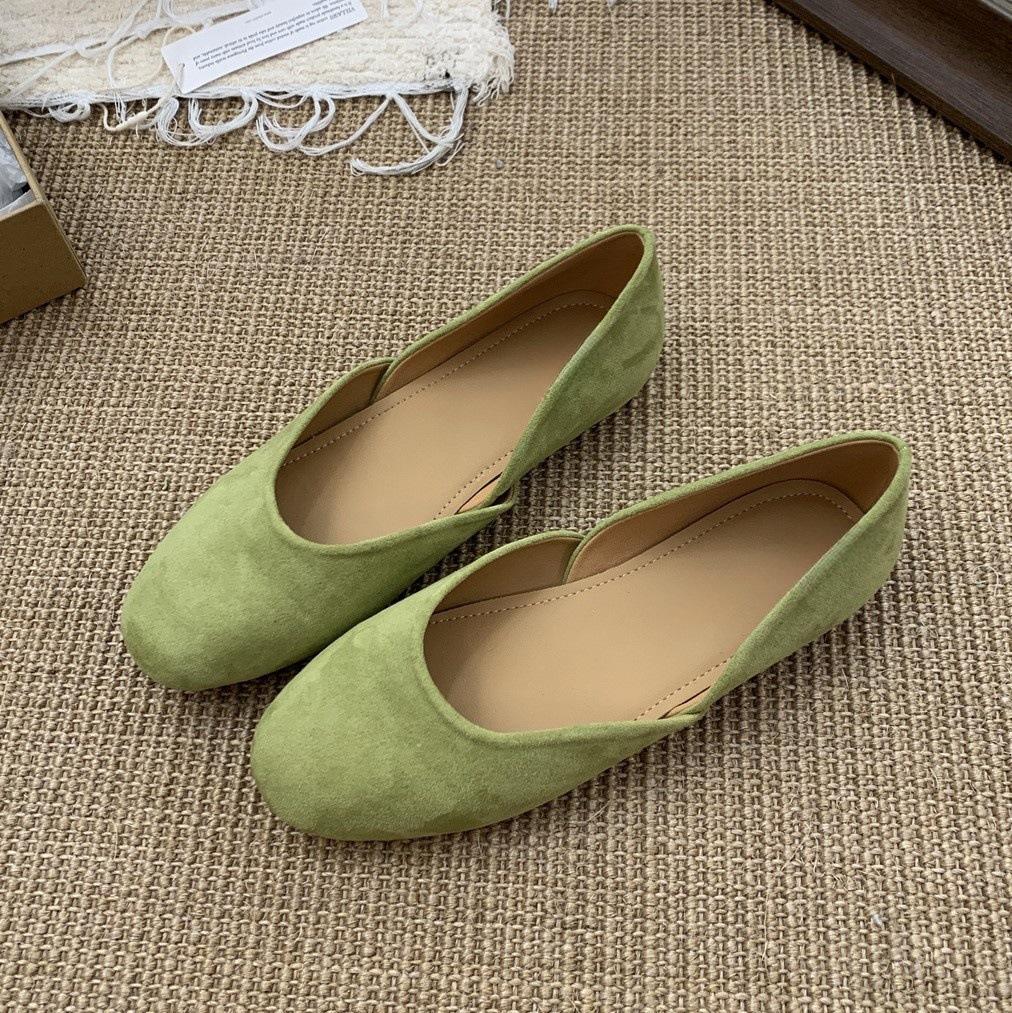 

Замшевые туфли-лодочки на плоской подошве, женские новые туфли для бабушек, туфли для通勤 на одной педали, темпераментные женские туфли на мягкой подошве 36