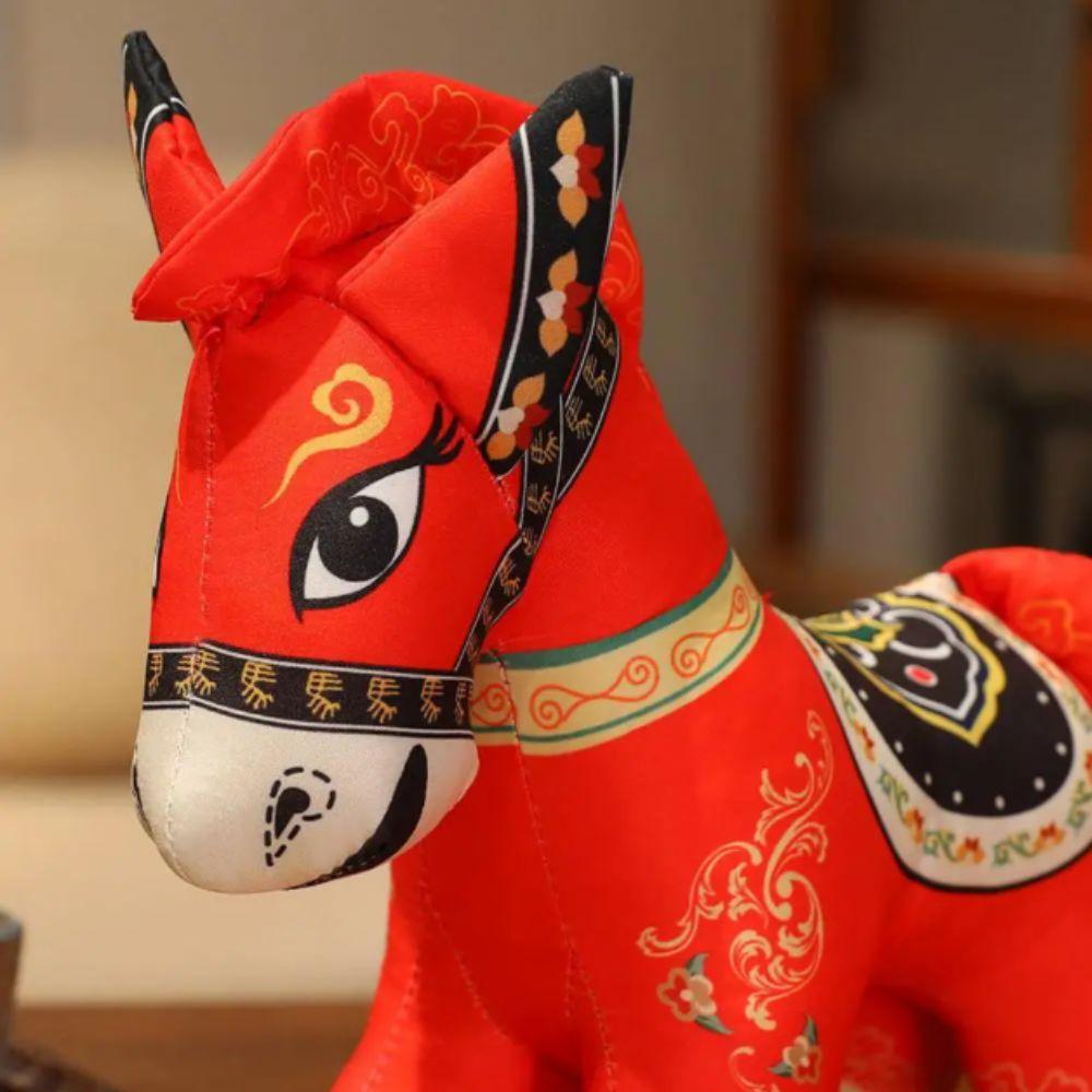Cozy Embroidery Fabrics Good Luck Pony Doll Horse Mascot Plush Toy Home Decor