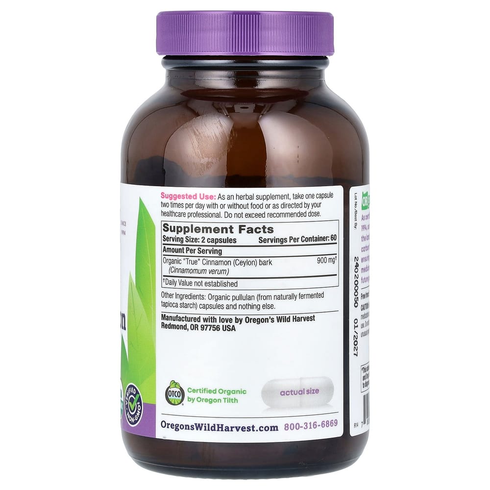 Oregon's Wild Harvest True Cinnamon Capsules, 120 Tablets