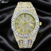 Iced Out Hip Hop Men Quartz Watch Gold Calendar Waterproof Bling Diamond Wrist Watch Luxury Male Party Gift Reloj Hombre MISSFOX