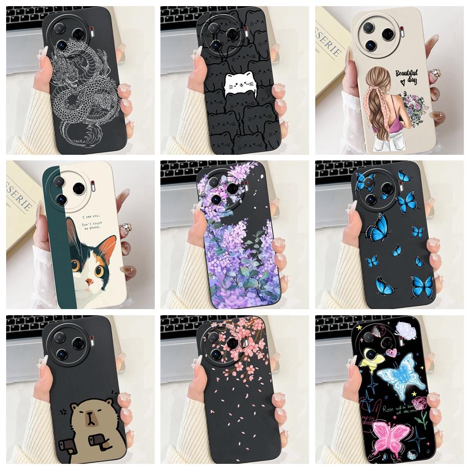 For Tecno Camon 30s 30sPro Phone Case Liquid Silicone Soft Back Cover For Camon 30 Pro 5G Bumper Dragon Cat Flower Butterfly