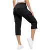 Women’s Loose Fit High Waist Elastic Waistband Lightweight Hiking Pants with Dual Pockets and Drawstring Capri Length for Outdoor Activities