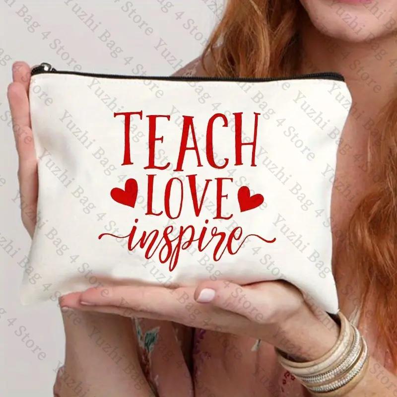 Thank You Helping Me Grow Teacher's Makeup Bag Letter Print Cosmetic Bag Pouch Purse Zipper Pouches Graduation Gift for Teacher