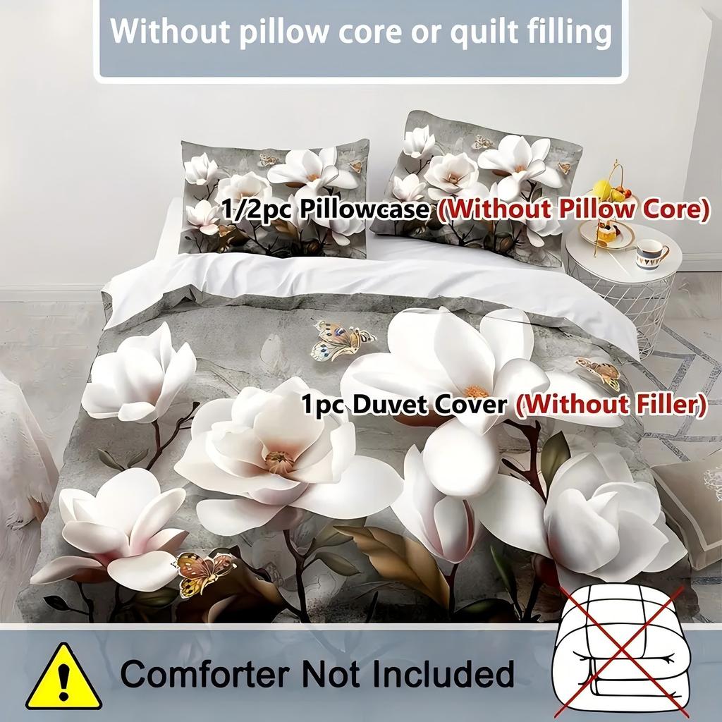 Comforter Butterfly Floral Pattern 3D Printed Set Elegant Fresh Style Soft Comfortable Bedding