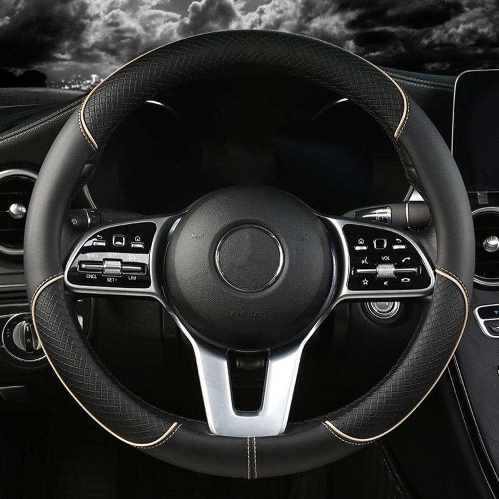 

Breathable Steer Wheel Protector Steering Cover for Fits 37.5-38cm Car Interior Decoration бежевий/чорний