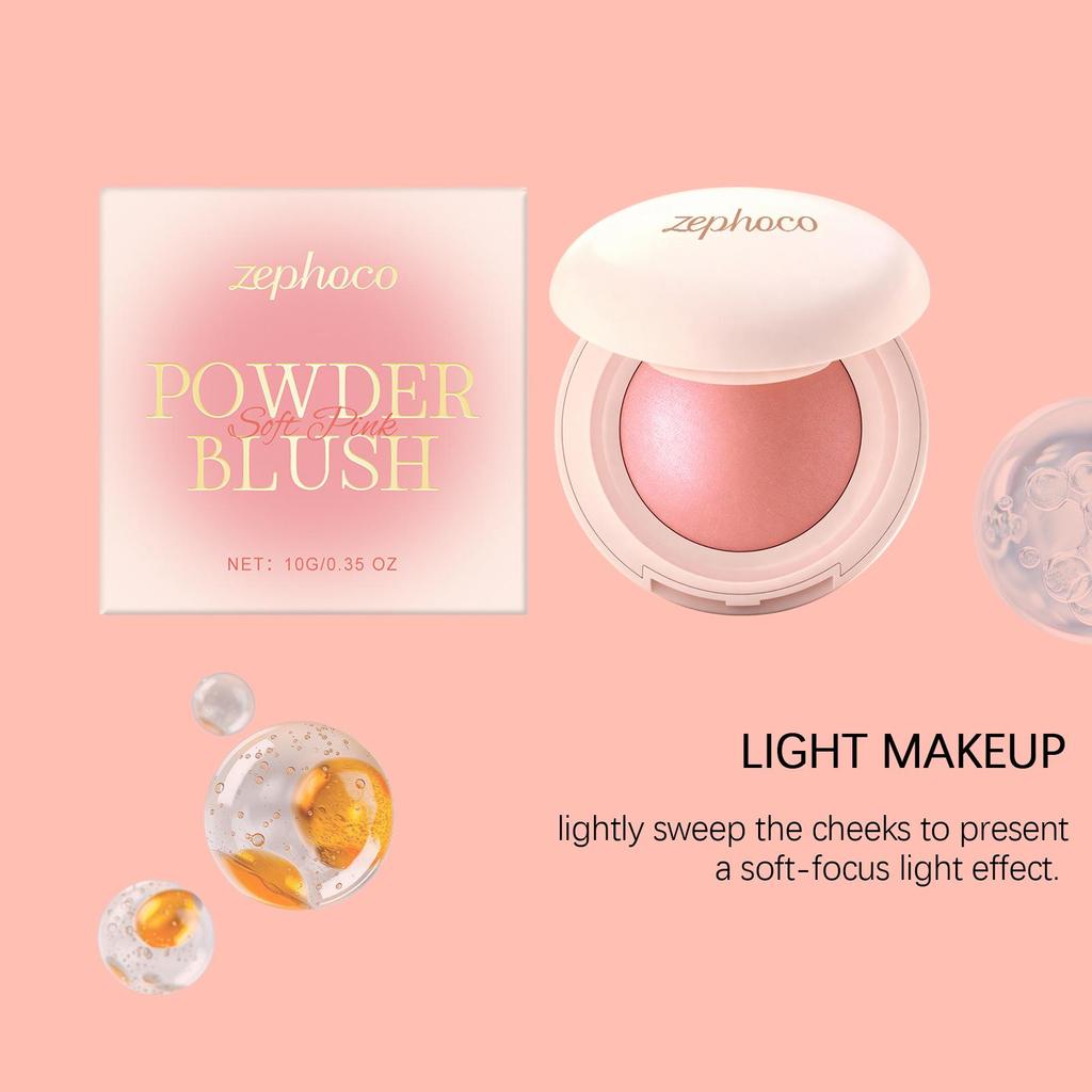 Zephoco Soft Pink Silky Moisturizing Blush for a Rosy Natural Glow