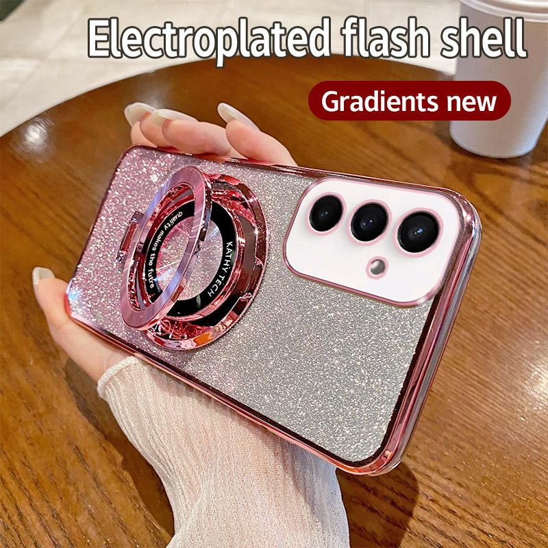Glitter Magsafe Magnetic Stand Holder Plating Case for Samsung Galaxy A14 A24 A34 A54 A15 A25 A35 A55 A05 A05S 4G 5G Cover