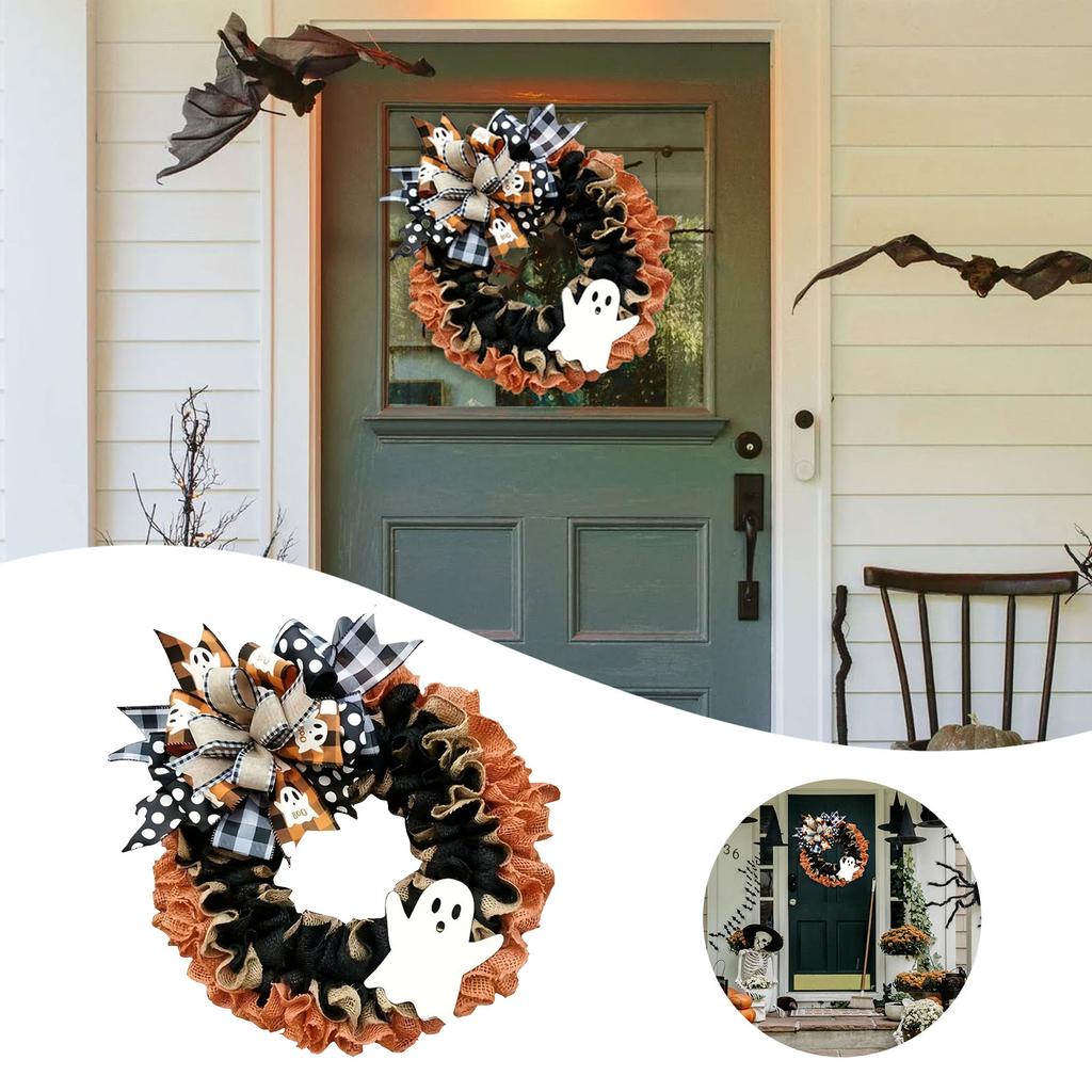 Halloween Wreath Front Door Hanger Garlands Decor Halloween Decorations Wall Hanging Ornament Wreaths Halloween Party Supplies
