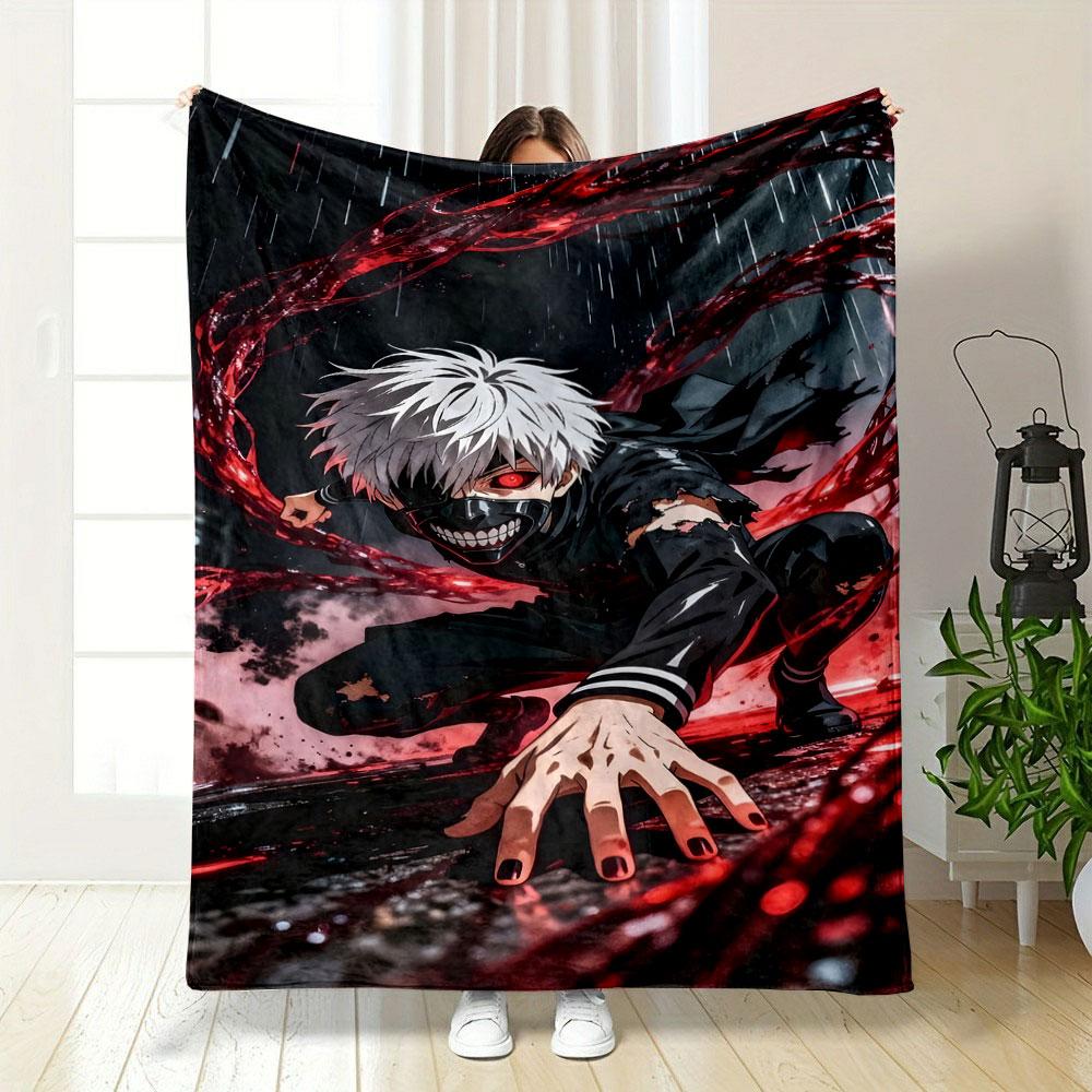 Masked Warrior with Red Aura Print Blanket Soft and Cozy Perfect for the Living Room Bed Sofa or a Nap,gift