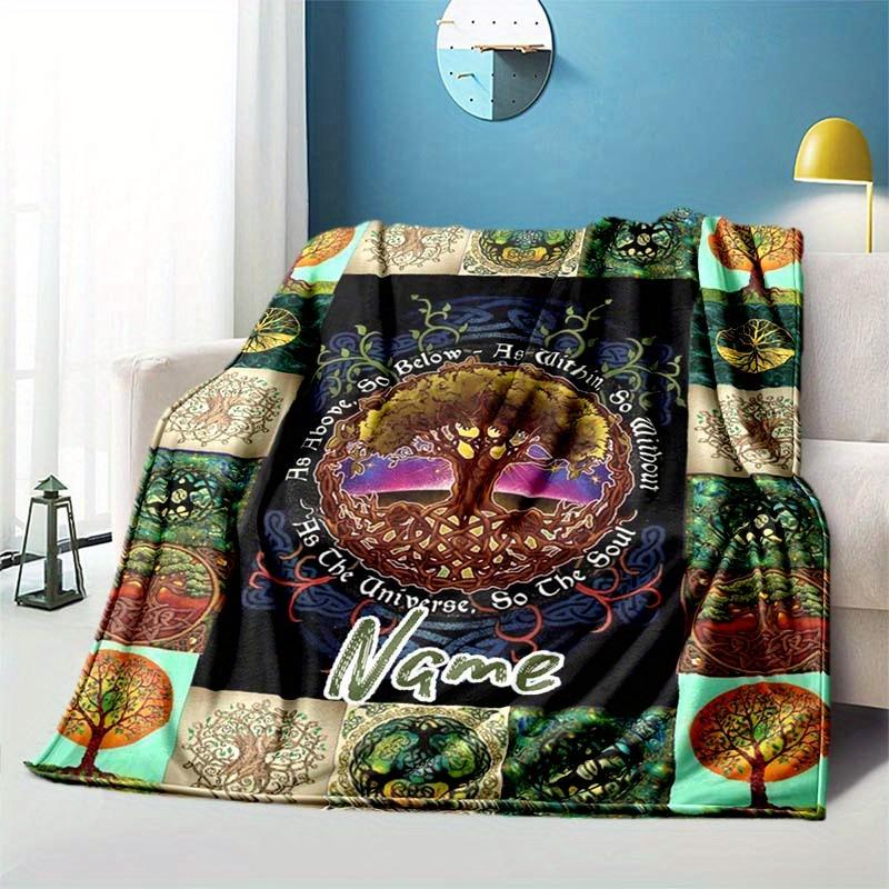 Tree Of Life Customized Your Name Blanket Warm Comfortable Soft Blanket For Chair Office Sofa Bed Sofa Office Camping Suitable For Gifting Relatives