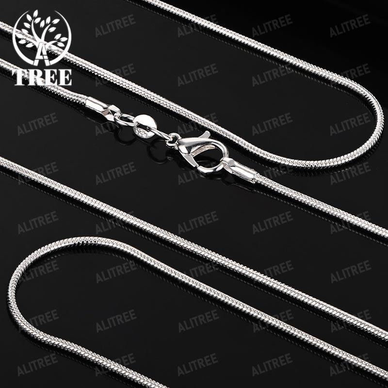 

ALITREE Men s 925 Silver Chains 1mm 2mm 3mm Snake Chains Necklace Jewelry For Women 40-75cm Long Chains Accessories 16 inches 40 cm&2mm серебряный