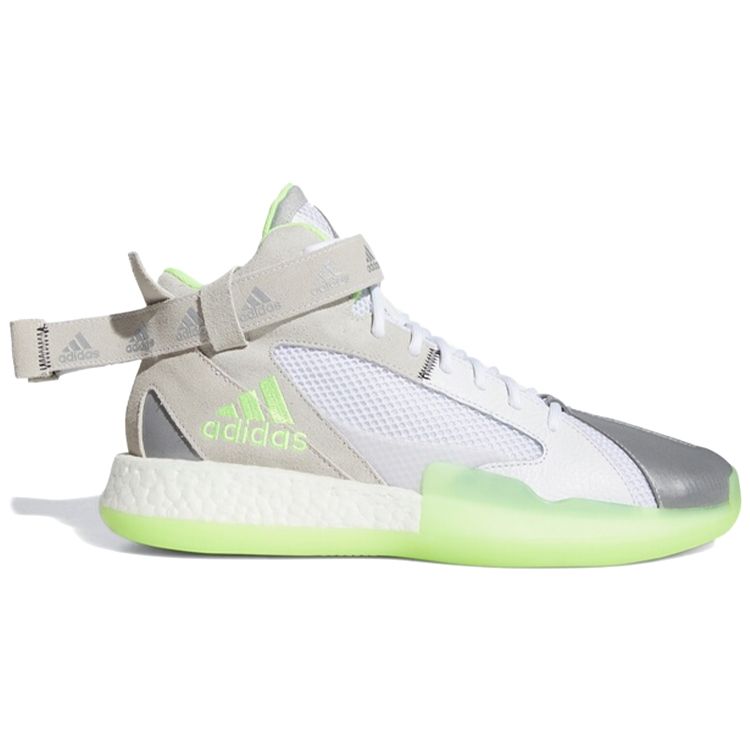 adidas Posterize Leather Fabric Splicing Shock Absorption Mid-Top Basketball Shoes Men Sneakers Gray Green FW4343