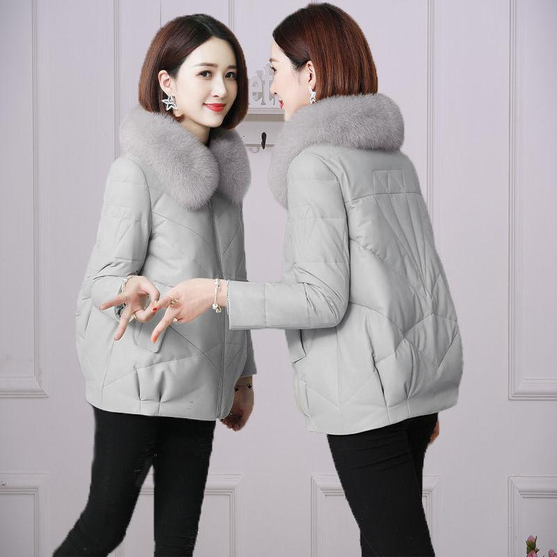 Leather jacket women's short thickened cotton clothing winter new leather down cotton clothing loose and thin jacket winter women's clothing