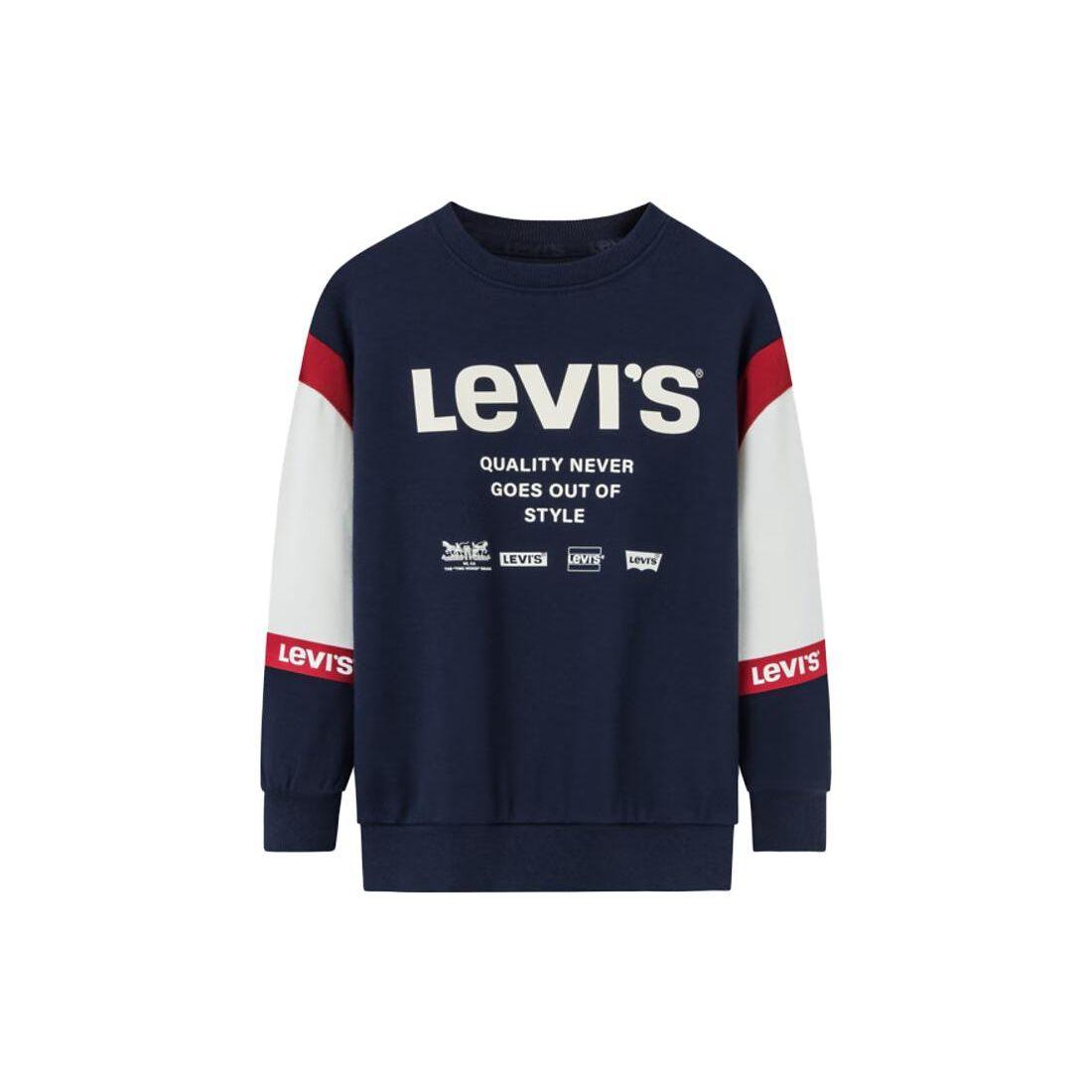 

Толстовка Levis с принтом букв, с круглым вырезом, детские топы, темно-синий LV2332048GS-001 S