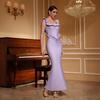 Purple Beaded Bandage Evening Dress - Sleeveless Socialite Style