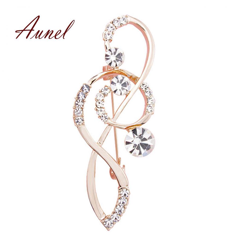 Music Note Scarf Brooch Rose Gold Treble Clef Pin Jewelry Women's