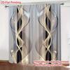 2PCS 2D Flat Layered-free  Rod Curtains   Polyester Material    High-definition Digital Printing Art Design    Bedroom  Home Decor