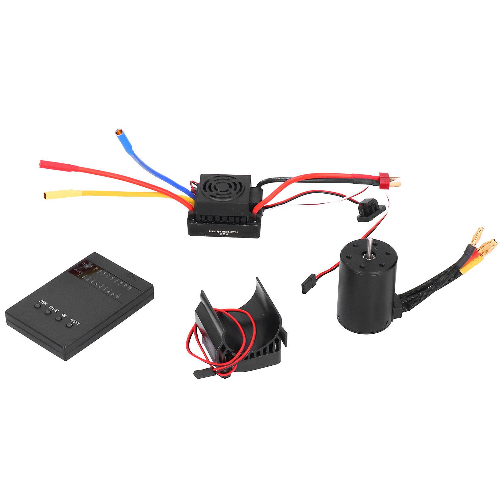 

3650 3100KV Brushless Motor 60A ESC Programmer Card Heatsink for 1:10 RC Car