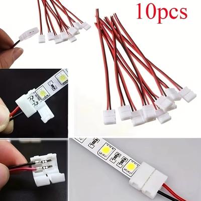 10Pcs Practical No Welding Ribbon 2 Pin Led Strip Adapter PCB Connector Cable For 3528 Single Color