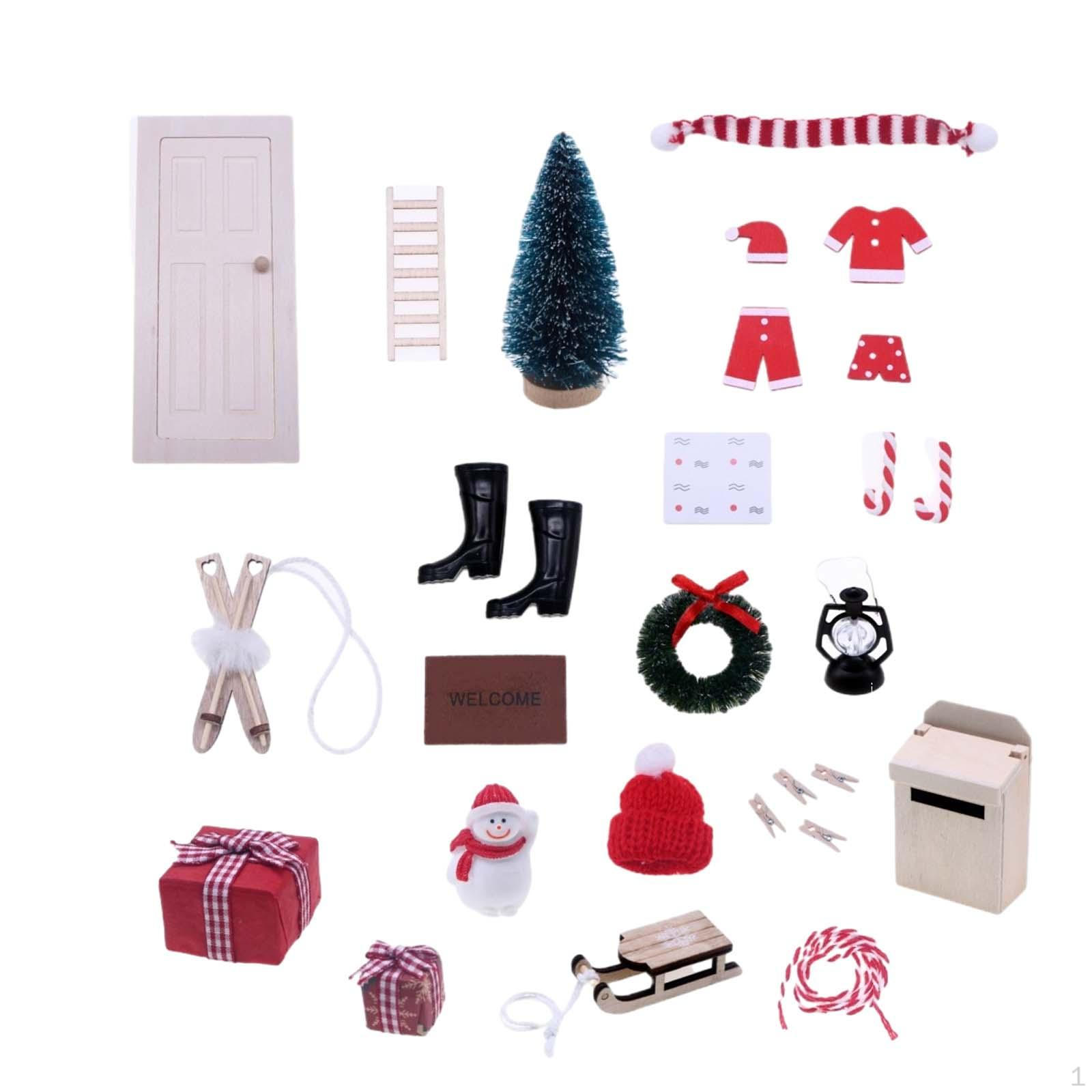 

1/12 Christmas Miniature Ornament Dollhouse Crafts Festival Decoration Wood Door