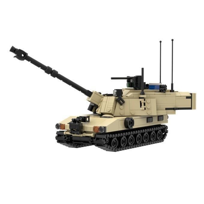 Self-propelled Artillery Building Block Military Series M109 Paladin Camo Version Tank Model Originality Bricks Creative Gifts