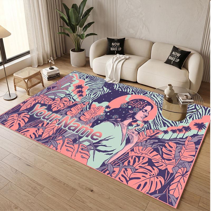 Custom Name Crystal Velvet Rug,Lana Del Rey Comfortable Anti Slip Floor Mat For Room Decoration