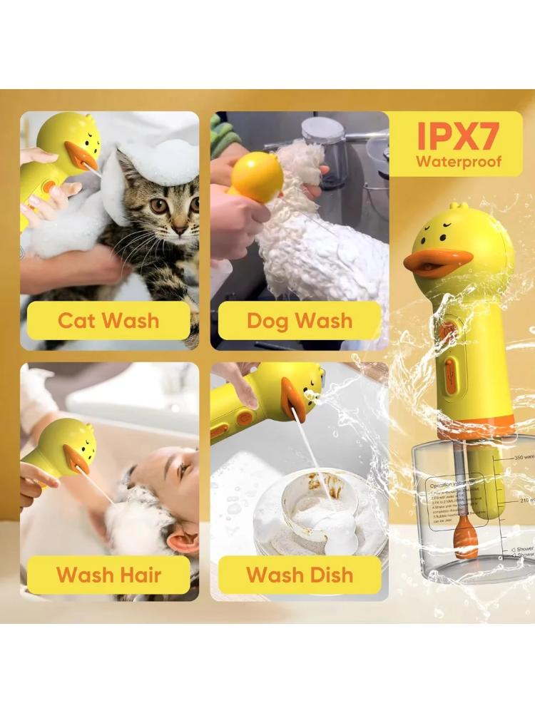 Cute Duck Pet Cleaning Bathing Electric Foam Machine Usb Charging Automatic Soap Dispenser Foam Machine Pet Accessories