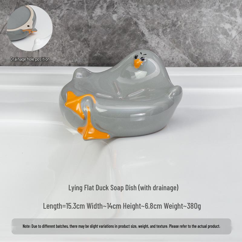 Cartoon Ceramic Soap Dish with Drainage - Bathroom Soap Holder