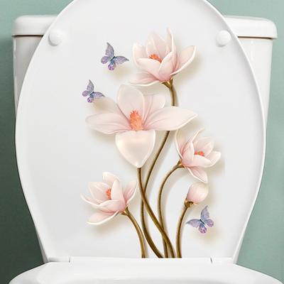 Adesivi per WC a forma di fiore, adesivi per coprisedile del bagno, adesivi autoadesivi rimovibili in PVC impermeabile, poster per frigorifero