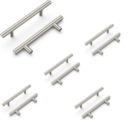 8 Stainless Steel Cabinet Handles, Drawer Pulls, Cabinet Handles, Cupboard Pulls, Door Handles, Furniture Handles with Screws (Silver, 64mm)