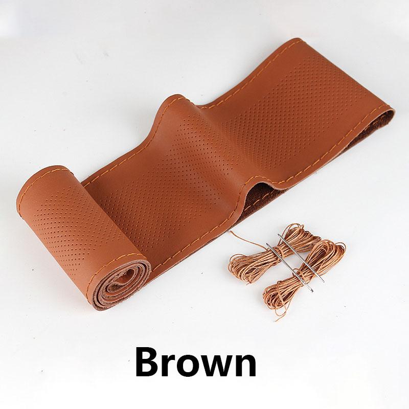 38 cm Auto-Lenkradbezug, Nadeln und Flechtfaden, Kunstleder-Flechtbezug, DIY, weich, rutschfest, Auto-Innenraum