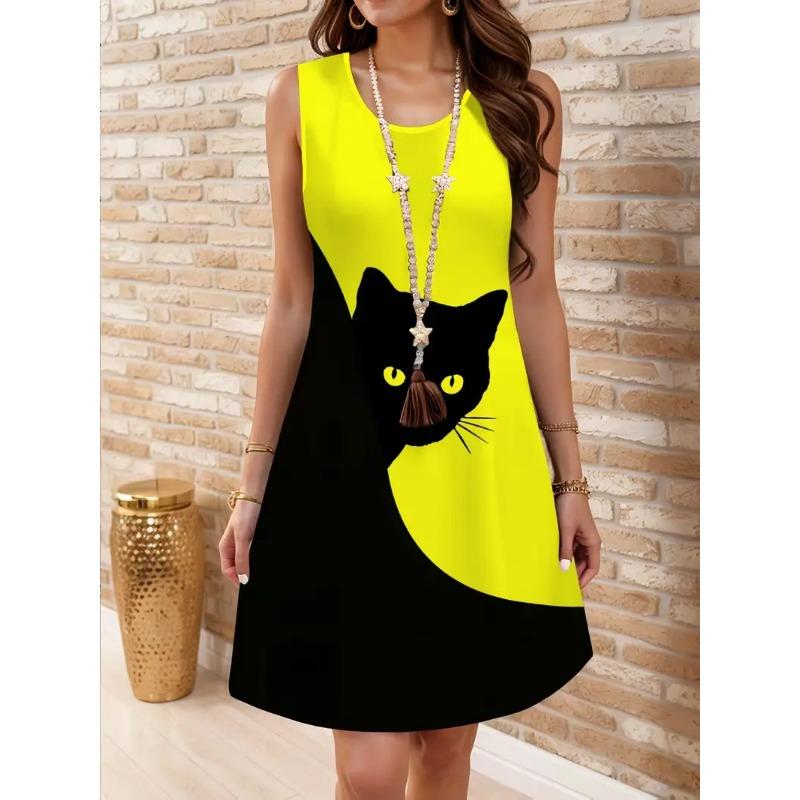 3D Print Sleeveless Dress Women Tank Top Dress