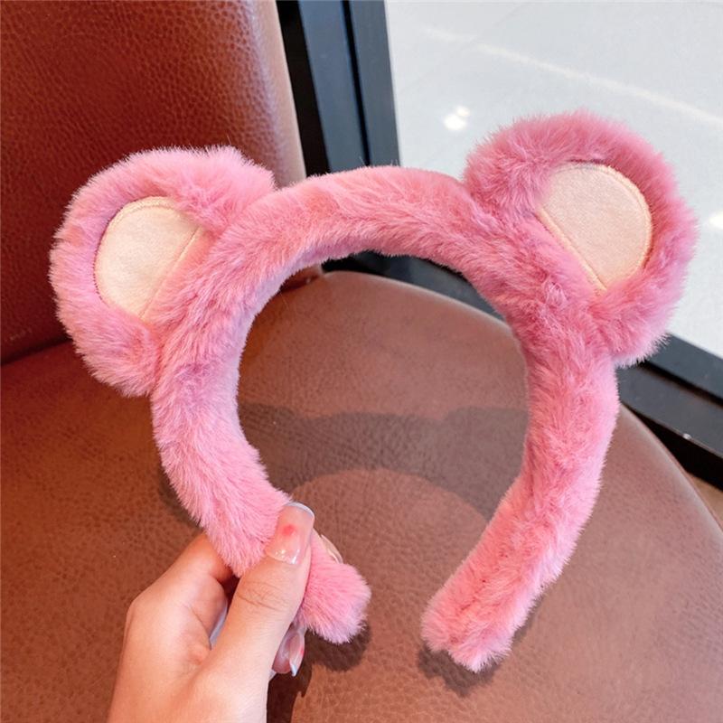 Strawberry Bear Plush Headband Female Autumn And Winter Face Wash Pressure Hair Non-Slip Hairpin Year Cat Ear Headband