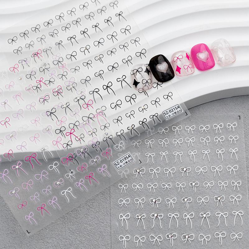 SKY Korean-Style Crystal Bow Nail Art Stickers - Shiny Diamond Adhesive for Nails