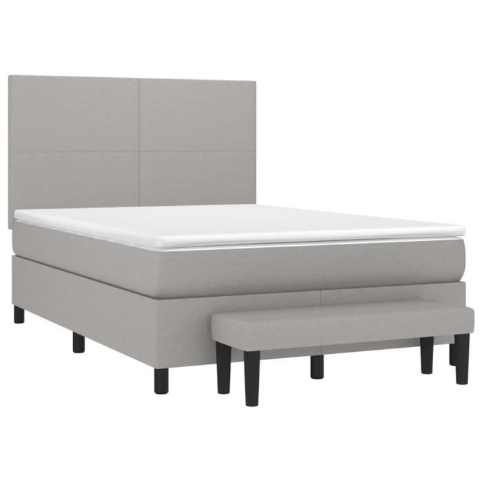 3136437 vidaXL Lit à sommier tapissier avec matelas Gris clair 140x200cm Tissu