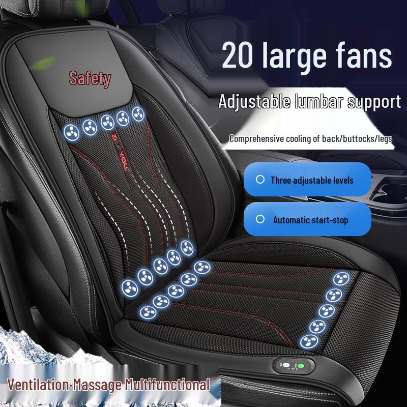 Summer Ventilated Car Seat Pad with 12V/24V Fan, Cooling, and Massage Cushion for Trucks
