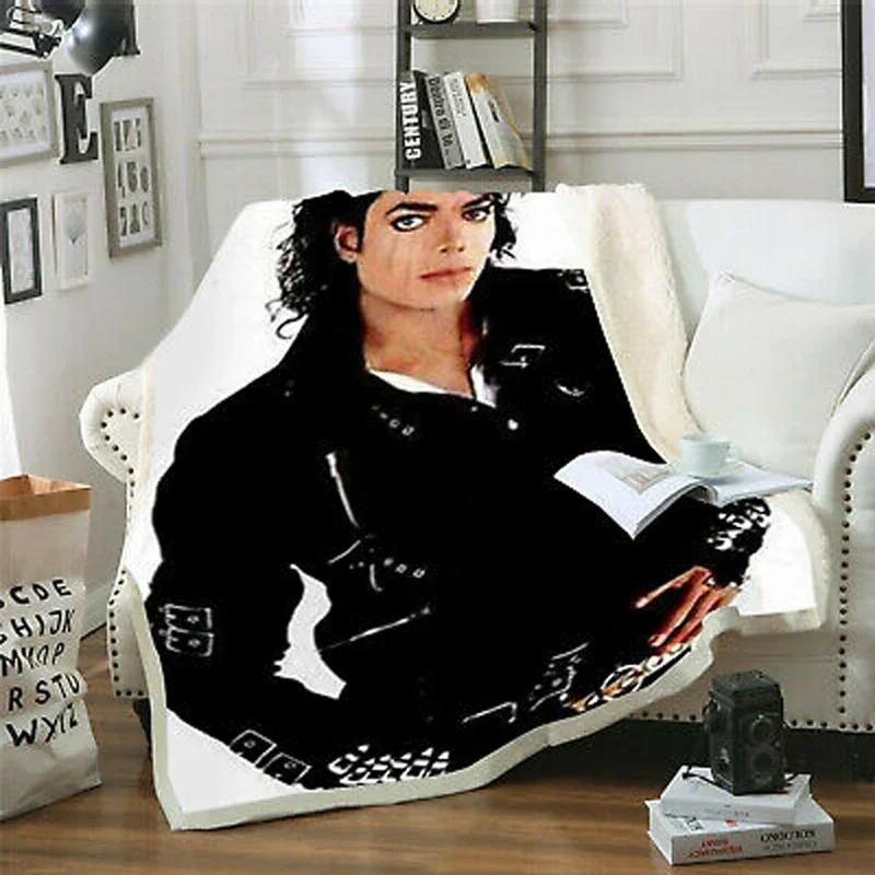 Coperta in Pile Stampata 3D di Michael Jackson per Letti Trapunta Spessa Copriletto alla Moda Coperta Sherpa per Adulti Bambini Adolescenti 100x150cm